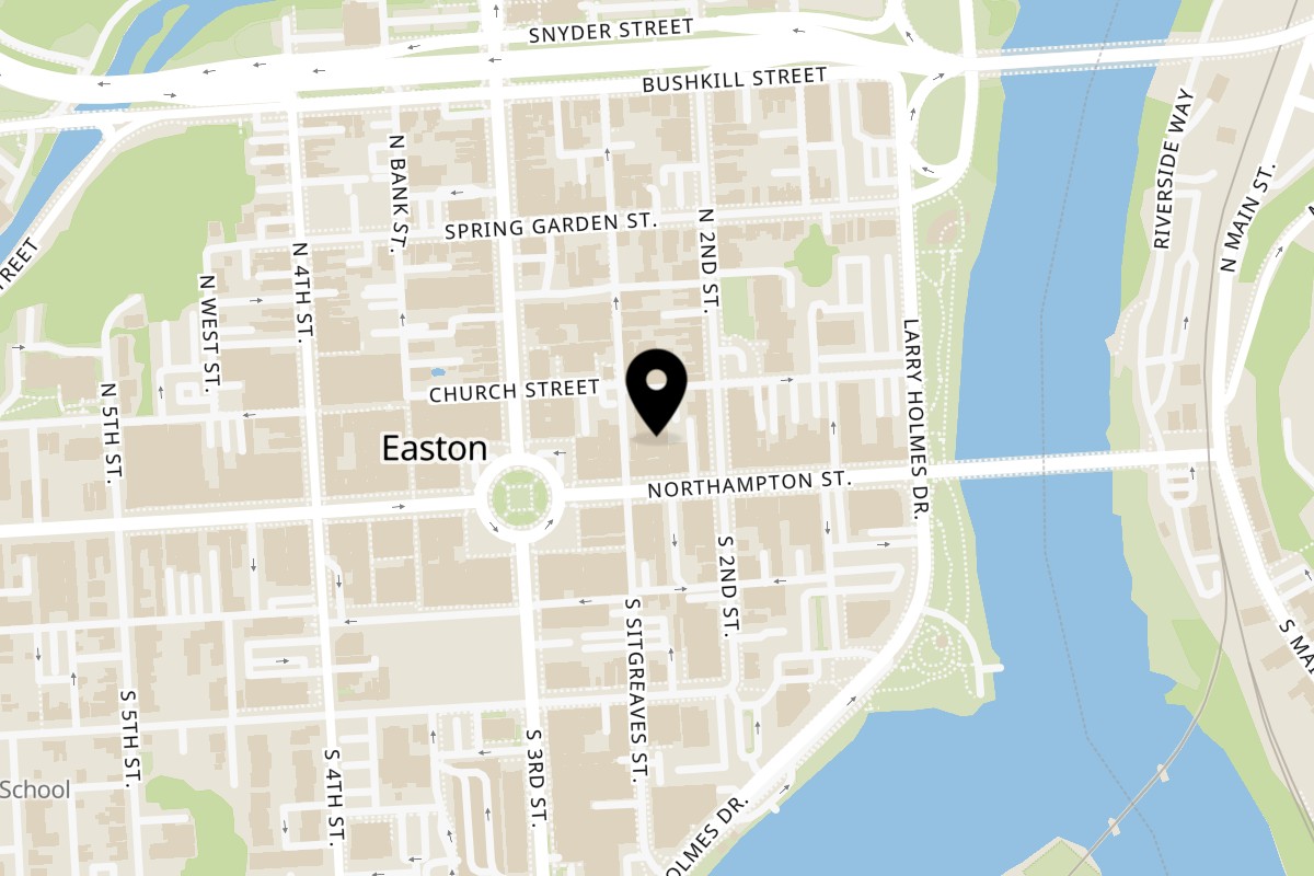 Map showing the location of BunBusterz on 233 Northampton St in Easton